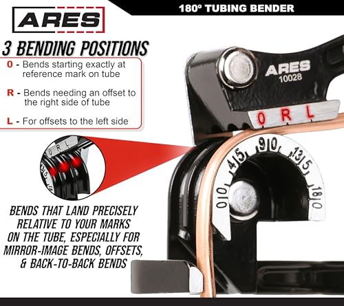 Image of ARES 10028 180-Degree Tubing Bender - 1 /4, 5 /16, 3 /8-In - Degree Markings