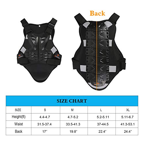 RIDBIKER Chest Protector Motorcycle, Dirt Bike Gear Body Armor Vest Spine Back Protector for Motocross Off-Road (Reflective at Night) (Black, XL) - Image 3