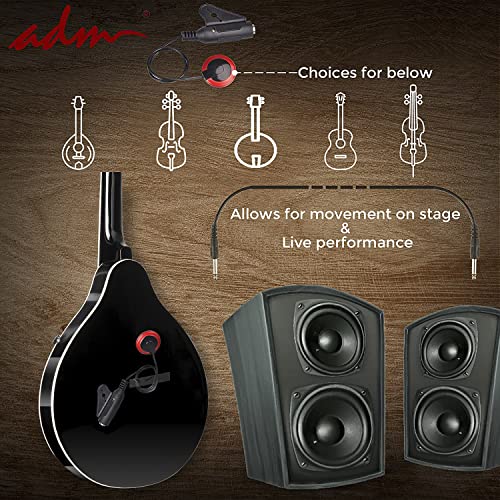 Image of ADM Acoustic Mandolin Instrument Kit Music A Style for Kids Students Adults Wood Mandolins Beginner Set With Bag, Tuner, Pick-up, Strap, Strings, Picks and Hanger, Drak Black