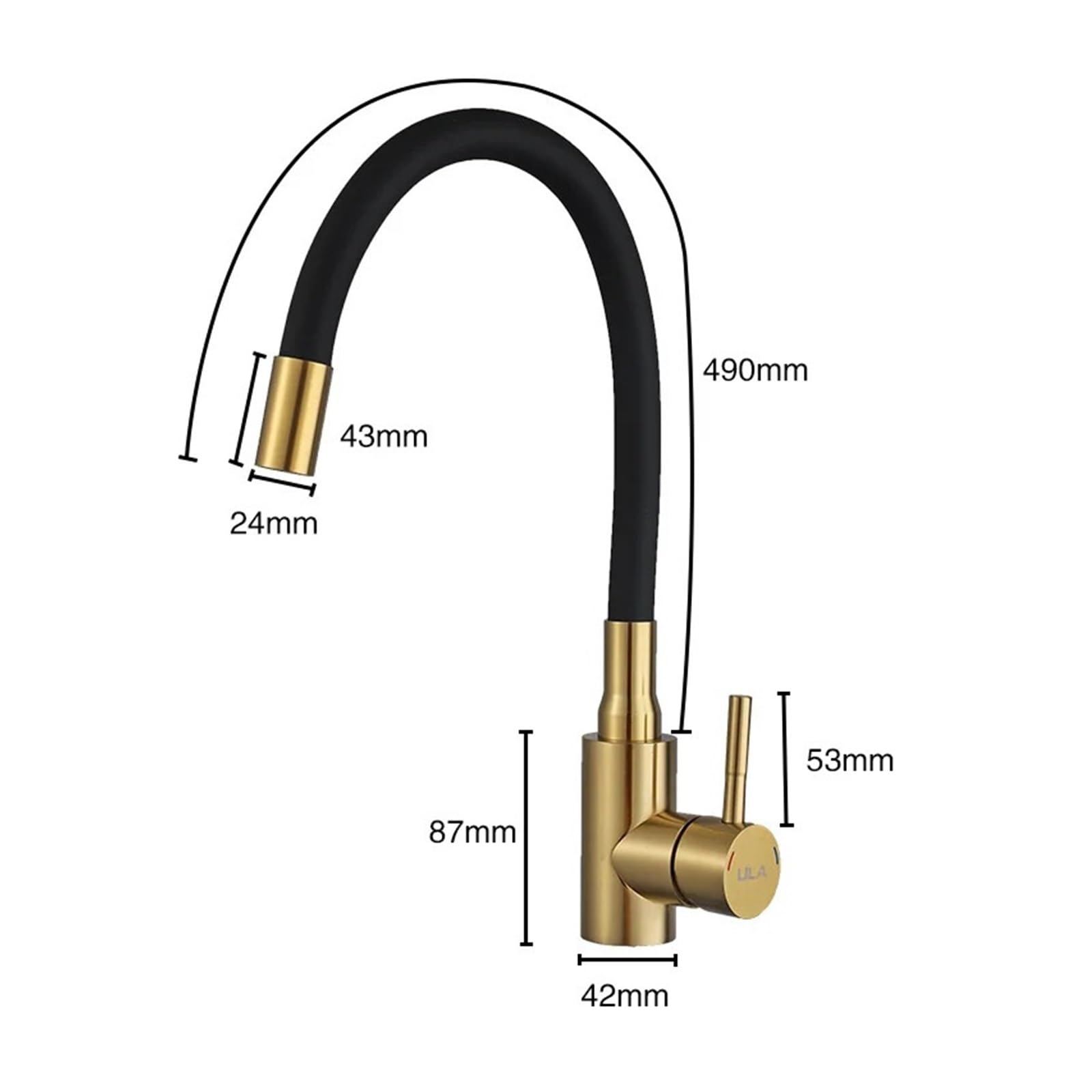 1 Pcs Rubinetto Della Cucina In Acciaio Inox Bocca Flessibile Della Cucina Rubinetto Del Lavello Dell'acqua Calda e Fredda Rubinetto di Miscelazione 360 Gradi Girevole Gru (A1114B-T1)