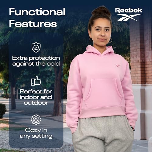 Reebok Girl'S Sweatshirt Hoodies 2 Pack Sweatshirts Fashion Hoodie Crewneck Sweaters For Girls Sizes 7-16 Pink/Lavender thumb #3