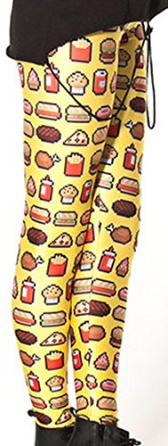 Sister Amy Women's High Waist Pattern Printted Ankle Elastic Tights Legging Junk Food-3 Us M #TOP5