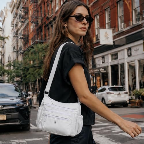 Image of AOCINA Nylon Crossbody Bags for Women Multi Pocket Cross Body Purses | Lightweight Cross Body Bag for Woman with Compartments Lots of Pockets Ladies Messenger Shoulder Handbag for Everyday Travel