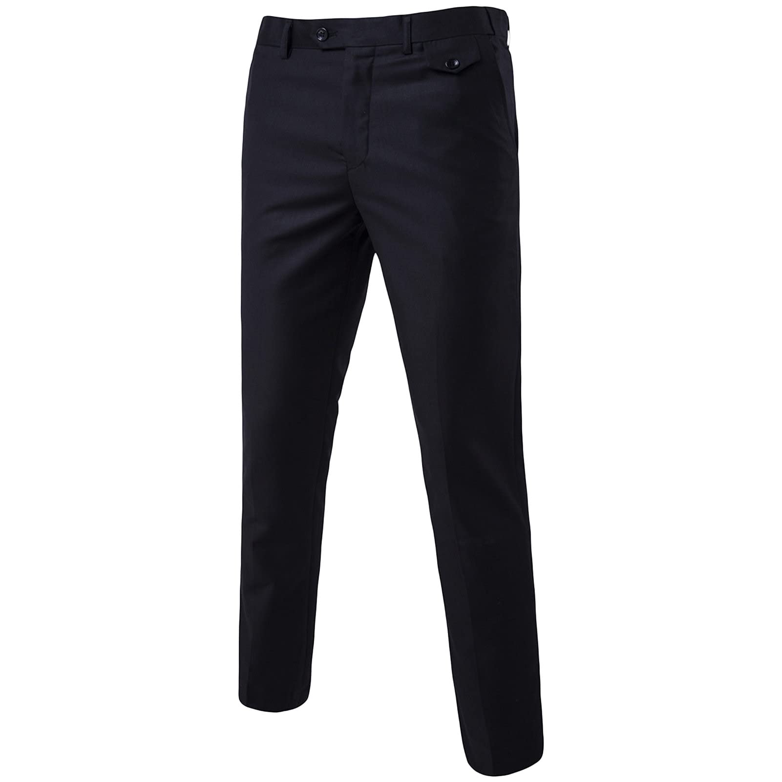 Men's Stylish Slim Stretch Pant Solid Color Skinny Fit Comfort Suit Pant Lightweight Comfort Business Trousers (Black,X-Large)