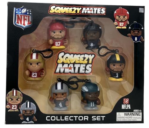 Party Animal Squeezymates NFL 2025 Series 7 Collector Box Set, 6 Figures, 2 1/2 Inch Tall, Team Colors