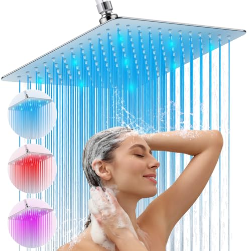 HUUKE LED Shower Head, 12' Large Light Up Shower Head with Color Changing Lights and 360&deg;Adjustable...