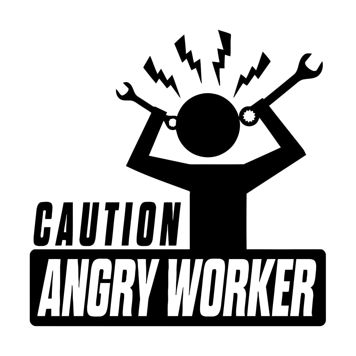 Office Wall Decal Caution Angry Worker Cartoon Pattern Decor Stickers Vinyl Company Window Wall Decals Home Decoration Small - 28x28cm โ image 1