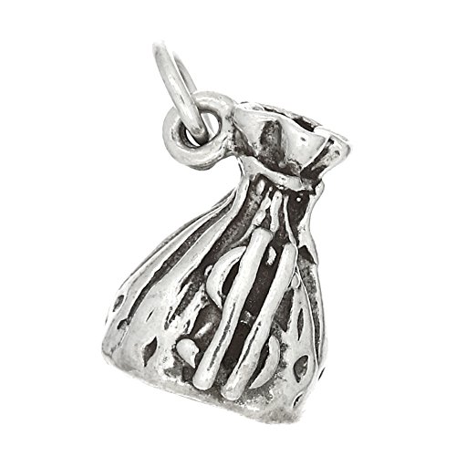 LGU Sterling Silver Oxidized 3D Money Bag with Dollar Sign Charm