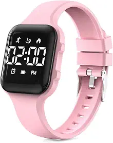 Relógio infantil simples rastreador de fitness, relógio esportivo digital com contador de passos, relógio de pulso à prova d'água, com pedômetro, despertador, calendário para crianças, meninos