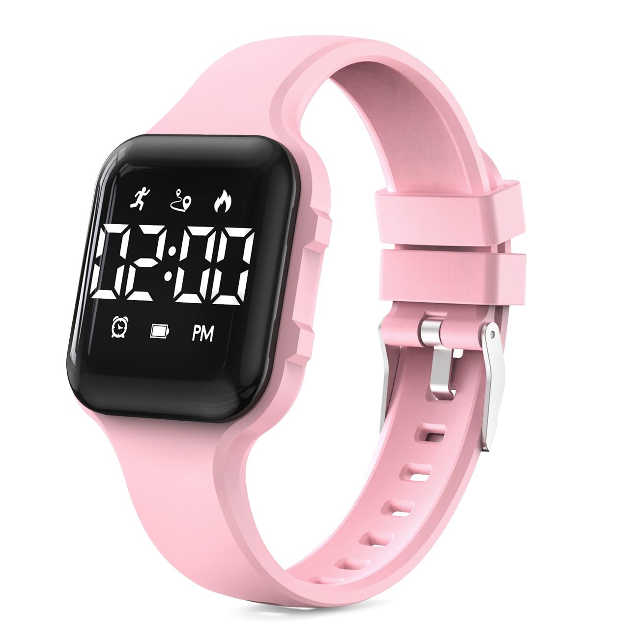 Orologio da polso per bambini, semplice, con contapassi, orologio sportivo, impermeabile, con contapassi, sveglia, calendario, per bambini, ragazzi, ragazze, studenti (rosa)