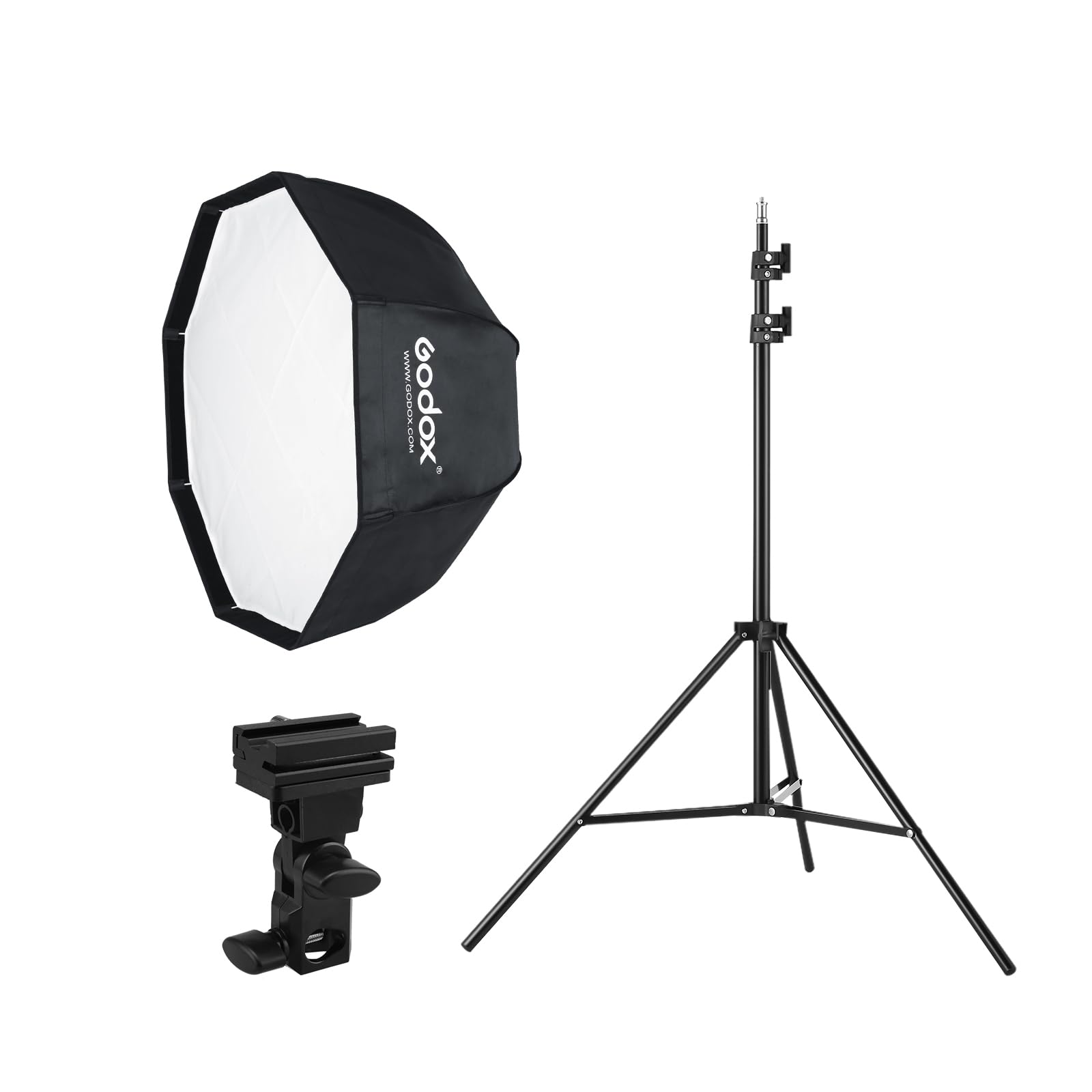Godox Photo Studio 80cm 31.5in Portable Octagon Umbrella Softbox,190cm Light Stand with Hot Shoe Holder Bracket kit for Flash Speelidte