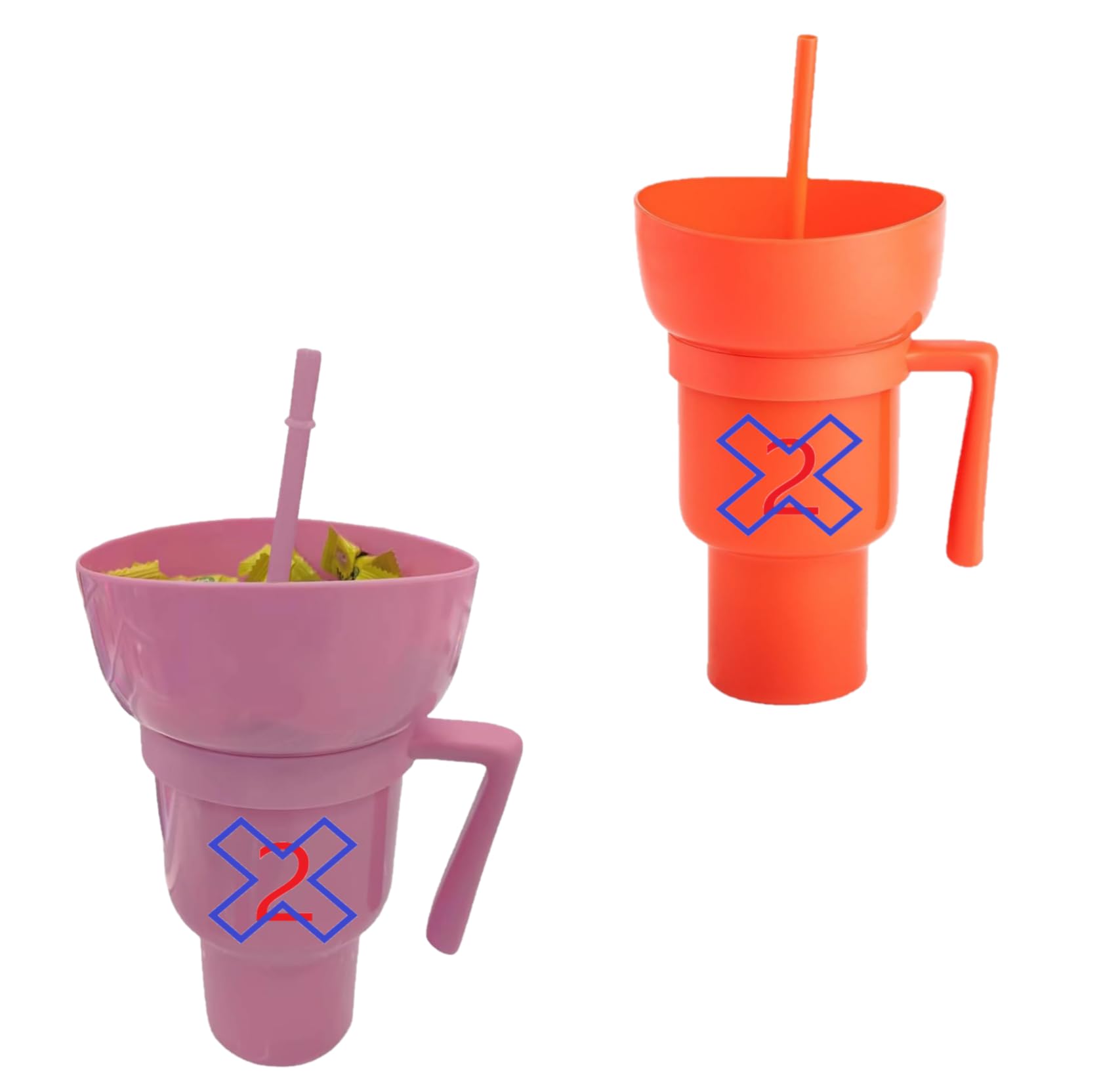 Snack & Getränk Becher Set - Doppelbecher Für Unterwegs Camping Picknick