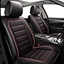 Leather Car Seat Covers, Waterproof Faux Leatherette Cushion Cover for Cars SUV Pick-up Truck Universal Fit Set for Auto Interior Accessories(Black&Red Full Set)