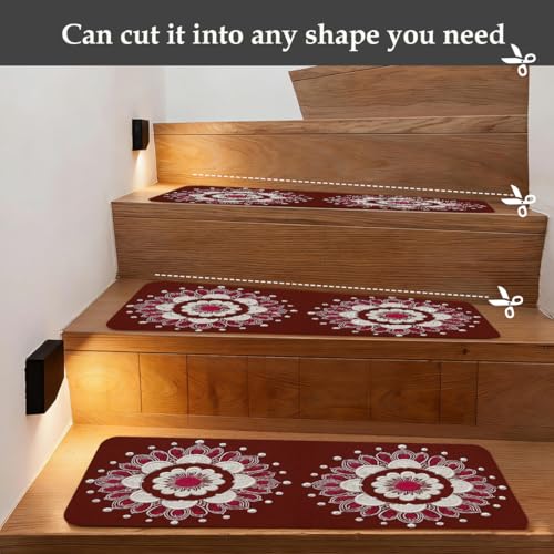Alfombra para peldaños de escalera interior roja 76cm 7