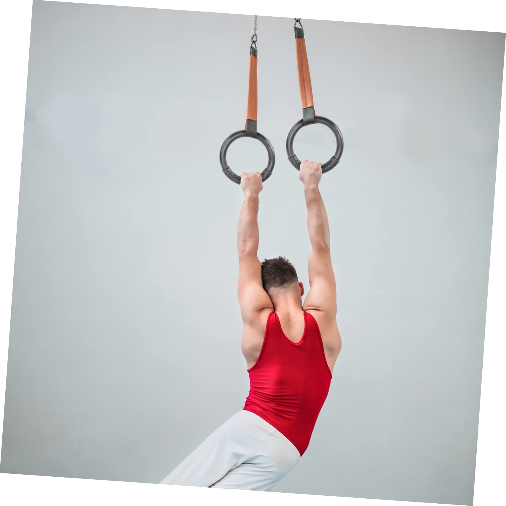 Wakauto 1Pair Abs Gymnastic Rings Home Fitness Rings for Full Body Workouts Training Rings for Pullups Dips and Strength Exercises Durable Black Design