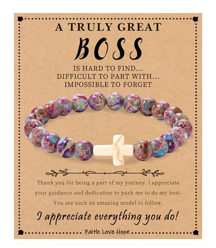 Image of Cross Bracelets for Women, Christian Gifts for Women Stocking Stuffers for Teens Cross Bracelet Imperial Nature Stone Bead Bracelet Confirmation Baptism Gift for Teen Girls Christmas Religious Gift Cathlic Faith Jewelry