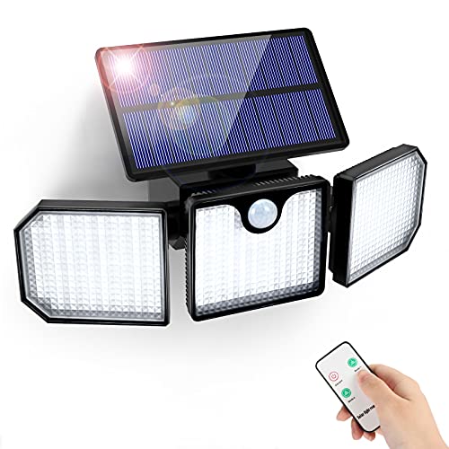 Lampe Solaire Extérieur Détecteur de Mouvement GolWof 230 LED Lumière Solaire avec Télécommande IP65 Étanche 3 modes Spot Mural Extérieur Étanche pour Jardin Garage Allée Entrée