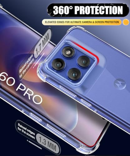 Image of WOW IMAGINE Ultra-Hybrid Crystal Clear Back Case for Motorola Moto Edge 60 Pro | Shockproof Design | Camera Protection Bump | Hard Clear Mobile Back Cover with Cushioned Edges - Transparent