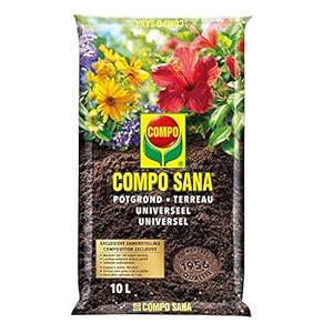 Compo SANA Universele Potgrond, meststof met 100 dagen werking, luchtig dankzij perliet, optimale wateropname, 10 l