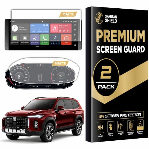 Image of Spartan Shield MATTE [2 PACK] SCREEN GUARD For MG MAJESTOR 2026 || 12.3 INCH INFOTAINMENT TOUCHSCREEN + INSTRUMENT CLUSTER PROTECTOR | Anti Scratch | Water Resistant | HD Clear | High Touch Sensitivity | Windsor 2025 Car Accessories [Not Tempered Glass] (Majestor Info+Speedo Matte)