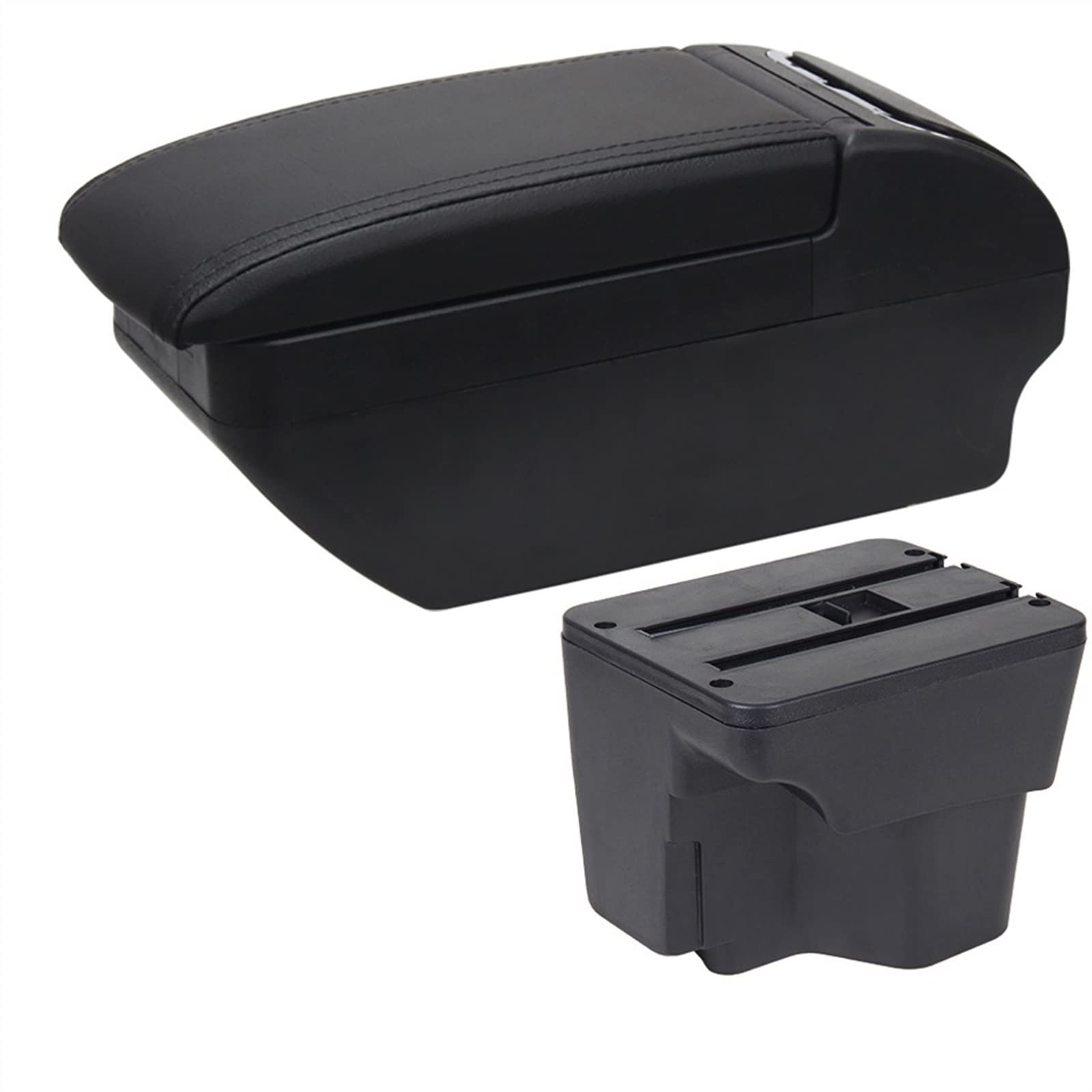 Auto Armsteun Opbergdoos Armsteun Doos Voor KIA Voor Rio 3 2011-2016 Met USB Opladen Asbak Water Bekerhouder Draaibare Center Middenconsole Opbergdoos (Kleur : F All Black No USB