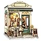 Cutefun Book Nook Kit - DIY-Miniatur Häuser Bausatz für Erwachsene, 3D-Holzpuzzle Tiny House, maßstabsgetreues Café-Modell Bücherregal-Dekoration Geschenk für Frauen Puzzle-Liebhaber (Sunny Cafe)