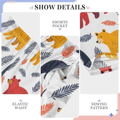 Pajama Pants Sleep Pants Soft Elastic Waist Pajama Lounge Pants Red Yellow Bear for 6-14 Years Old4