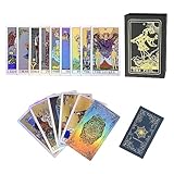 SUNHHX Tarot Cards, 78 Surface Laser Tarot Cards, PVC Waterproof Tarot with Guidebook Set for Beginners and Experts Readers