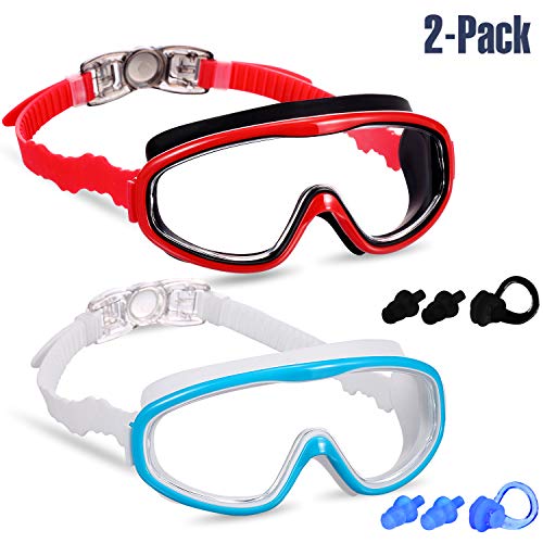 Yizerel 2 Pack Kids Swim Goggles, Swimming Glasses for Children and Early Teens