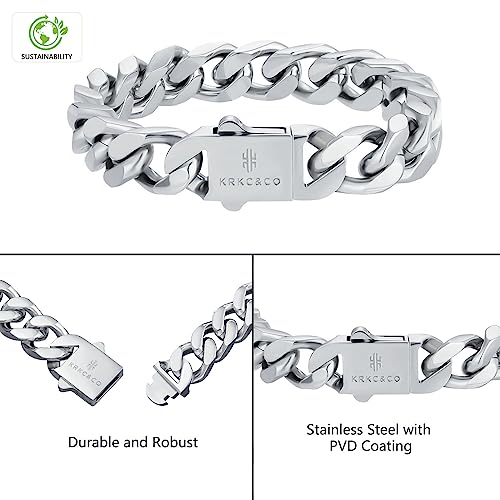 Pulsera cubana 12/14mm para hombre en acero dorado miniatura 5
