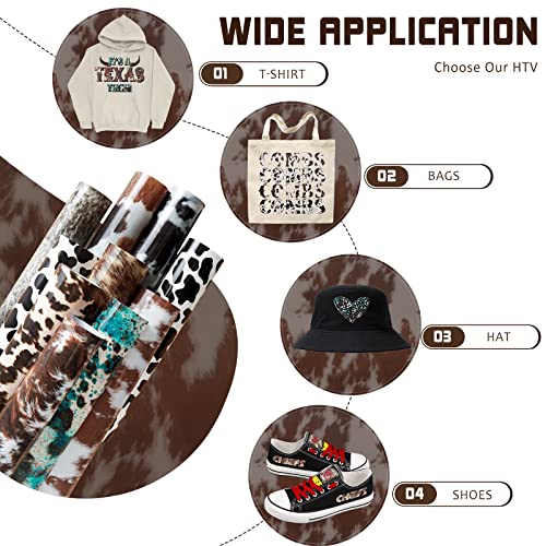 Tintnut Cowhide Htv Vinyl - 10 Sheets 12 X 10 Inches Brown Heat Transfer Vinyl Animal Printed Patterned Htv Iron On Vinyl For T-Shirts Diy Compatible With Cricut Or Silhoutte Cameo #TOP5