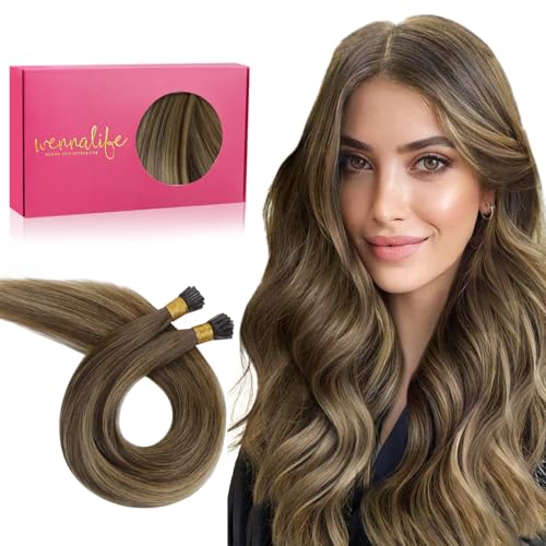 Wennalife WENNALIFE I Tip Hair Extensions Real Human Hair, 100g 200s 14 Inch Balayage Chocolate Brown to Caramel Blonde Remy Itip Human Hair Extensions Invisible Itips Straight I Tips Cold Fusion Extensions sold by Wennalife - Amazon Seller - HK