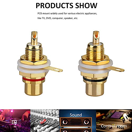 10 pzas Conector RCA Hembra Panel Audio Negro y Rojo miniatura 4