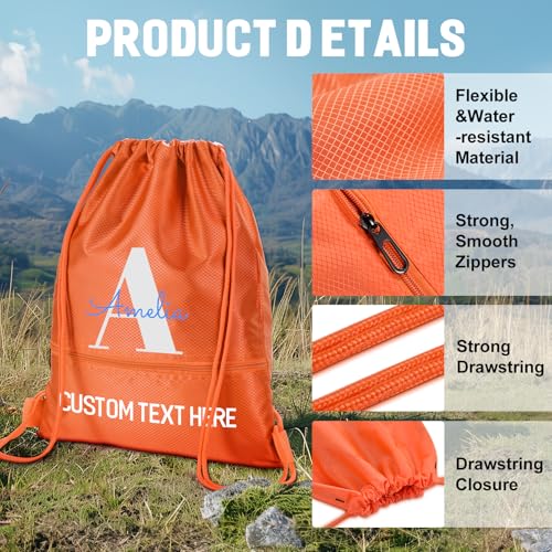 30 Pack Custom Drawstring Bags Bulk, Personalized Drawstring Backpacks with Initials Name for Sports, Draw String Back Bag for Travel Beach Dance Gymnastics Climb Trip Party Daily Use4