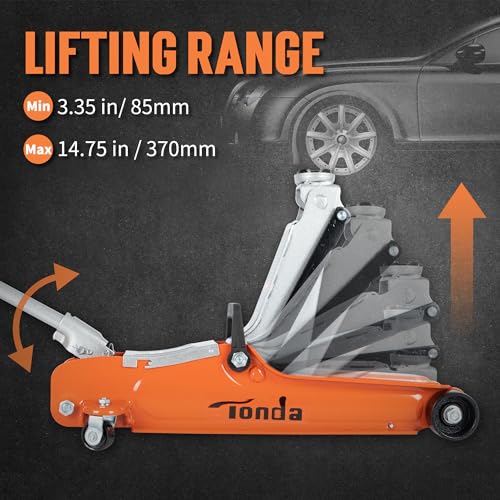 Tonda T070106 Low Profile Jack, 2.5 Ton (5,000 Lb) Car Jack, Lifting Range 3.35 Inch To 14.57", Hydraulic Trolley Floor Jack thumb #1