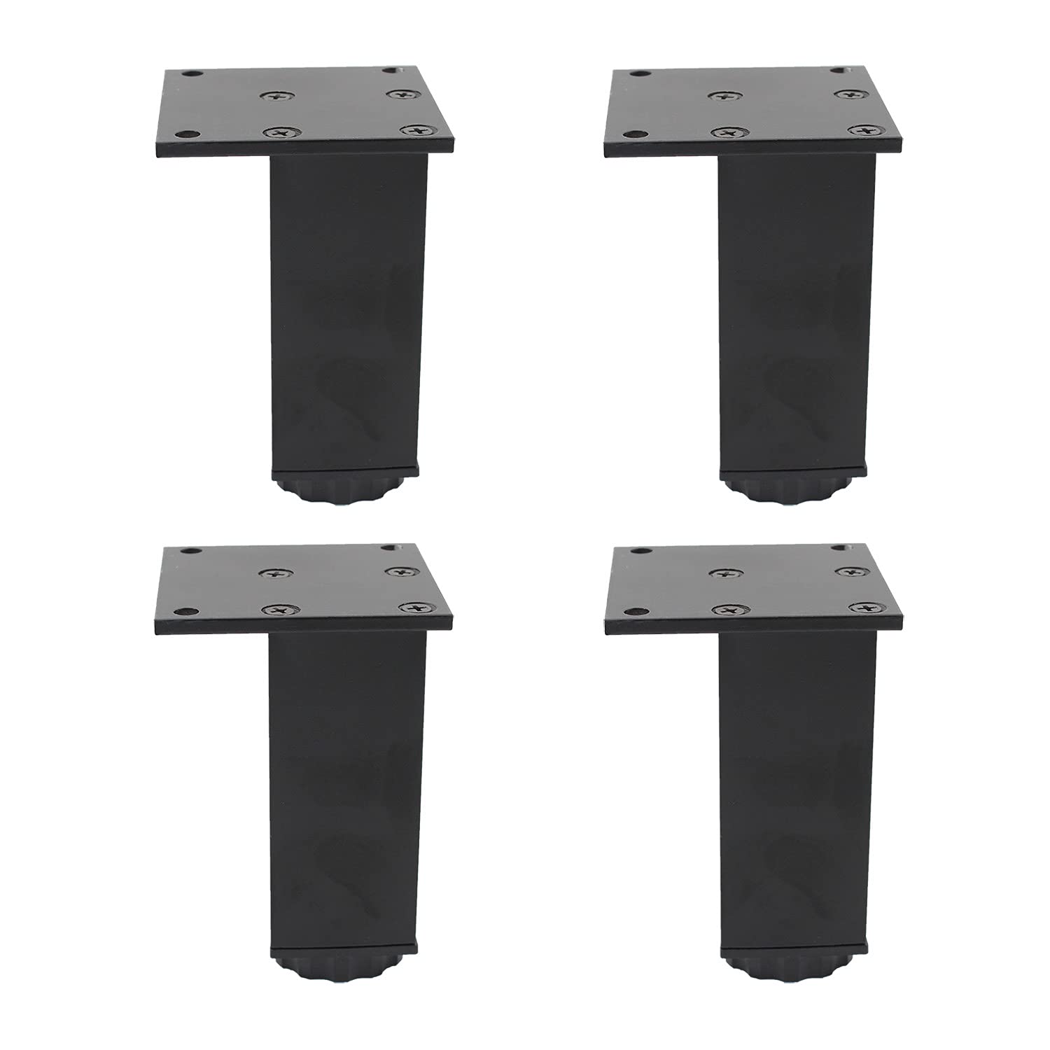 Ulifestar 4 Pack Adjustable Furniture Legs, 80mm/3.15'' Black Aluminum Alloy Support Feet Heavy Duty Replacement Legs for Sofa Bed Desk TV Cabinet