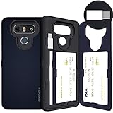 LG G6 Case, LG G6 Card Case, SKINU [USB Type C] [Metal Slate] [Shockproof] [Dual Layer] [Card Slot] [Drop Protection] [Wallet] with Mirror and Adapter for LG G6 - Metal Slate