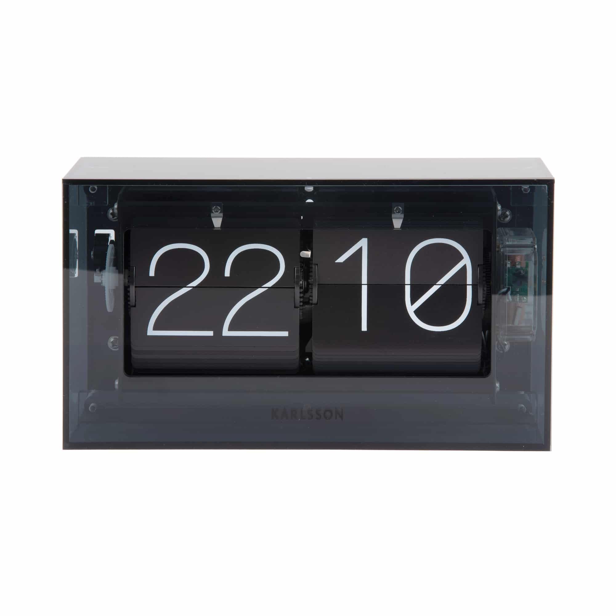 Karlsson Orologio da tavolo Boxed Flip – Nero – 20,7 x 7,1 x 11,7 cm – Rettangolo – Acrilico – Orologio da tavolo