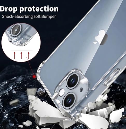 Image of Fashionury 3D Raised Transparent Crystal Clear Back Cover for iPhone 15 | Shockproof Design | Anti-Slip Grip | Camera Protection | 360 Degree Protection Mobile Case