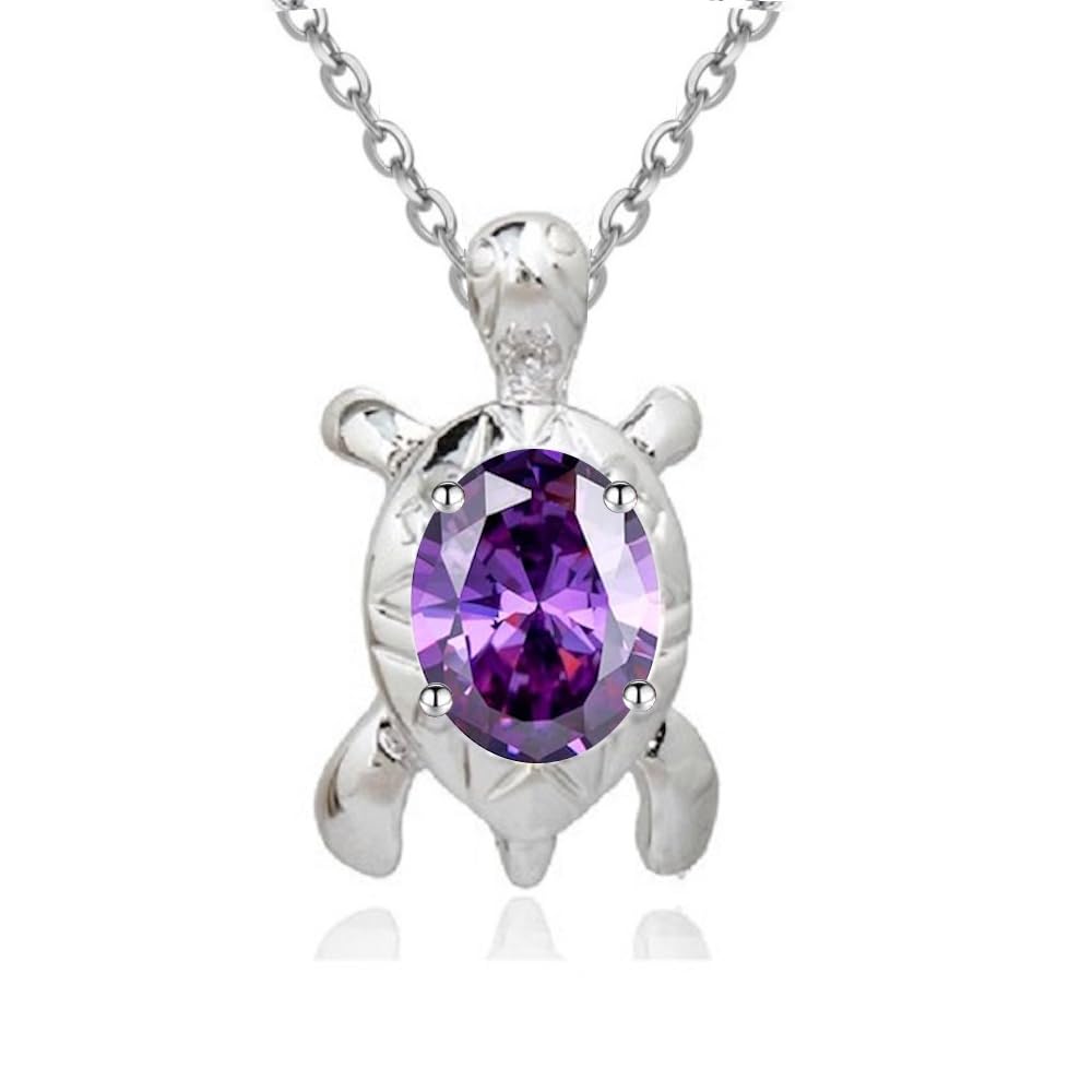 Crystalline Azuria Turtle Pendant Necklace Cubic Zirconia Crystals 18K White Gold Plated Jewelry Necklaces 45 cm for Women