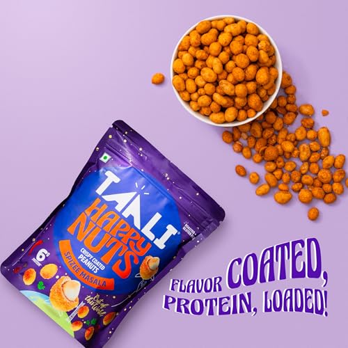 Image of Taali Coated Flavour Peanuts | Spizee Masala | Crispy, Roasted Not Fried, Happy Nuts, No Palm Oil, No Maida, 140g (Pack of 8)