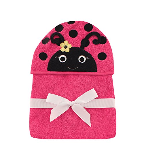 Image of Hudson Baby Unisex Baby Cotton Animal Face Hooded Towel, Ladybug, One Size