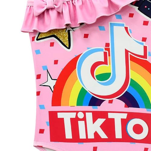 Image of Little Girls One-Piece Swimsuit Girls Ruffles One Piece Swimsuits Swimwear Beach Sport Bathing Suit(7-8Y /130cm,pink2)