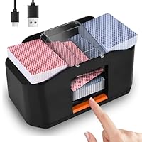 QUICARD Geräuscharmer und wiederaufladbarer Kartenmischer für 2 Kartensätze, 2000 mAh, automatischer elektrischer Mischer für Kartenspiele, Texas Hold’em, Poker, Heimkartenspiele, Blackjack