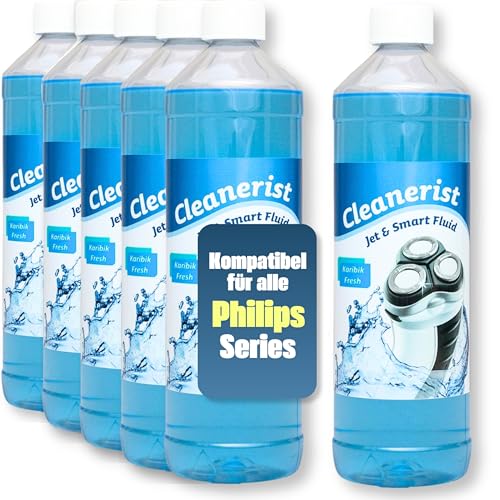 Cleanerist | 6x 1L Scherkopfreiniger Nachfüllflüssigkeit für Philips Quick Clean Kartuschen (z.B. Series 3/5/7/9000) – Ersatz zum Nachfüllen von 60 Reinigungskartuschen (CC13/CC16) für Station