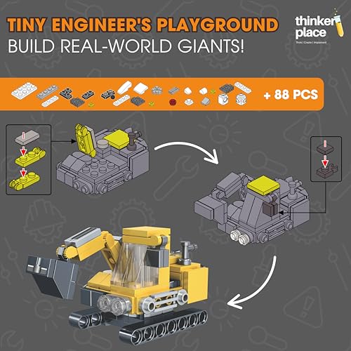 Image of STEM Construction Vehicle Building Blocks Set (88 Pcs) | DIY Excavator Toy for Kids 7+ Years (Boys & Girls) | Educational Engineering Toy | Creativity & Problem Solving