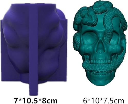 Miniatura 2 de Moldes de jabón de calavera de serpiente, molde de vela de calavera de Halloween, molde de chocolate, molde de cocina para hornear, molde de goma
