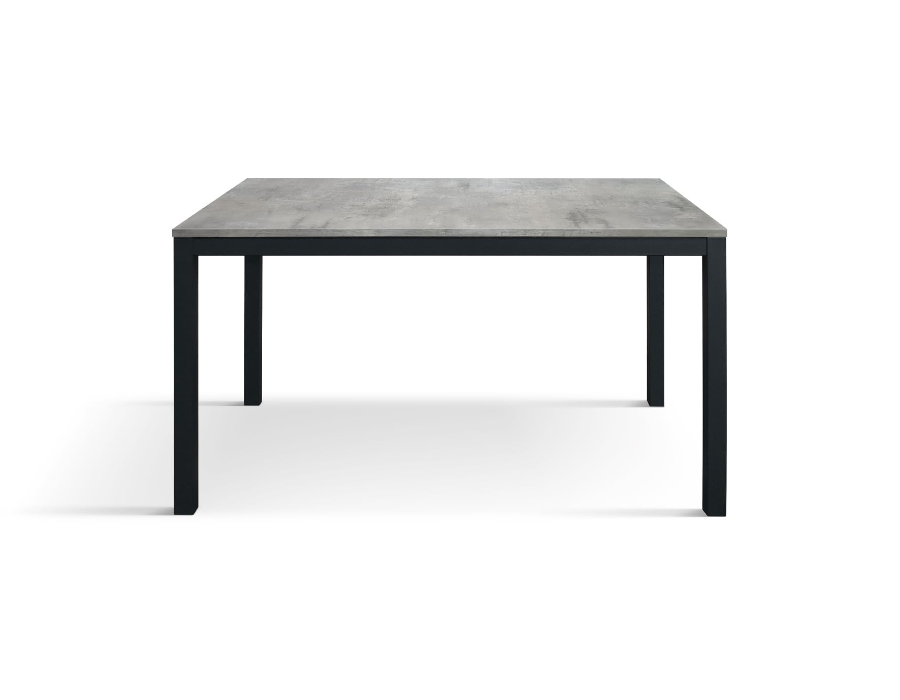 PAZZO DESIGN Ausziehbarer Tisch Lara, Tisch für Wohnzimmer und Küche, Melaminplatte in Zementgrau, Beine aus schwarzem Metall, hergestellt in Italien, 140 x 80 x 75 cm - id_2088