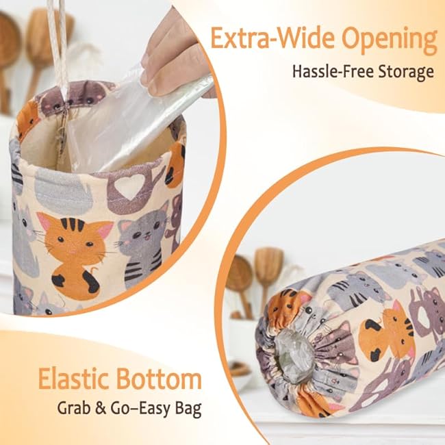 TOGETRUE Plastic Bag Holder, Cute Grocery Bag Holder for Plastic Bags, Wall Mount Bags Dispenser for Home Kitchen Decor (Cat)
