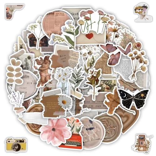 JEYORZY 120 Pcs Stickers,Vintage Pegatinas Aesthetic, Pegatinas Scrapbooking,Pegatinas Journal,para Bricolaje, áLbumes de Recortes, Calendario, Libro de Fotos,Cuaderno,Botellas de Agua,Monopatín